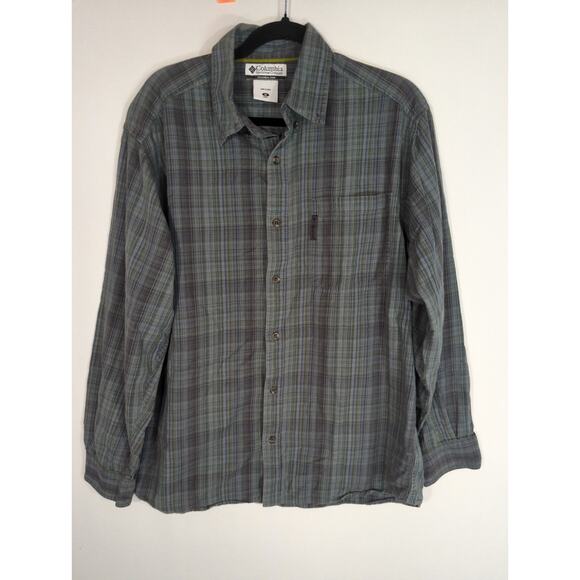 Columbia Green Blue Plaid Cotton Button Up Shirt Mens Medium Vintage Preppy - Picture 1 of 7